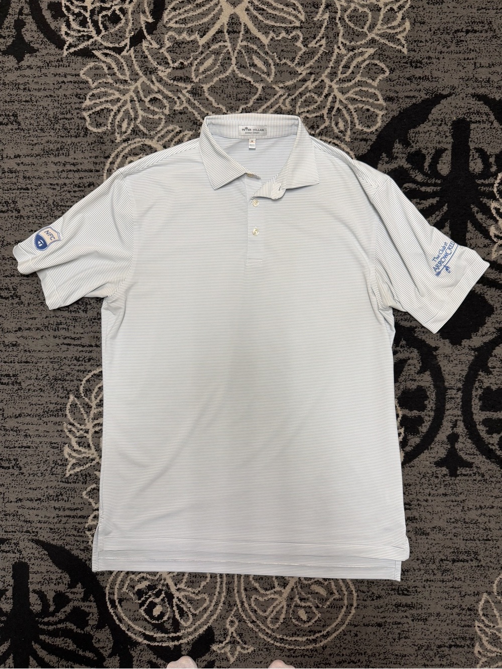 Peter Millar Pale Blue Striped Performance Polo
